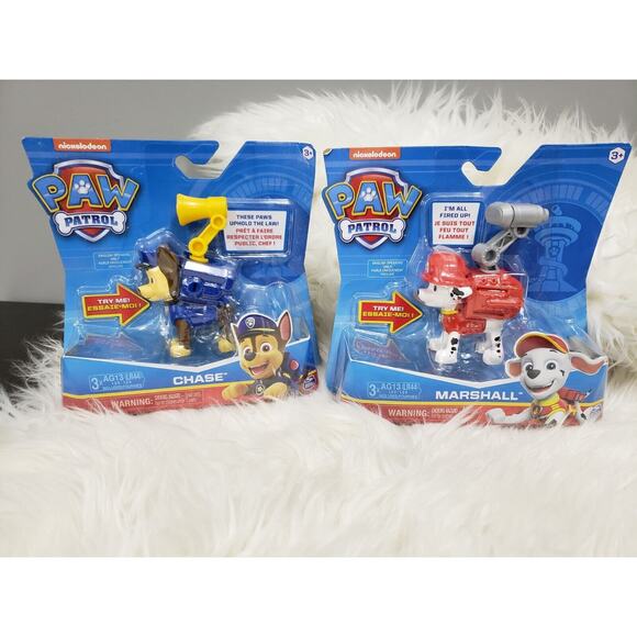 NEW lot Nickelodeon Paw Patrol Chase and Marshall w/ Pup Pack & Phrases‎ - Picture 1 of 6